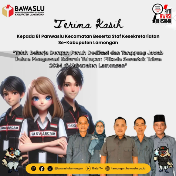 Panwascam Lamongan Resmi Purna Tugas: Pengabdian Selama Pemilu Diapresiasi