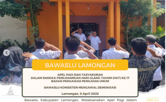 Bawaslu Kabupaten Lamongan Peringati HUT ke-17 Dengan Menggelar Apel Pagi dan Tasyakuran
